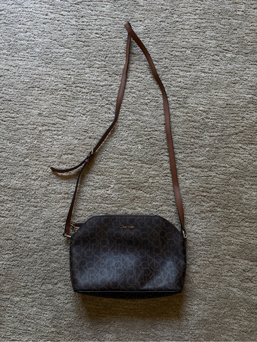 Calvin Klein Brown Monogram Crossbody Bag